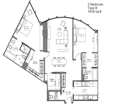 Type B - 2 Bedroom - 1639 sq ft