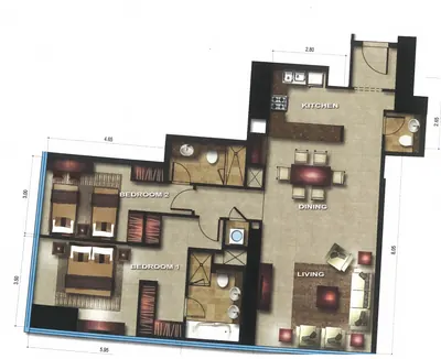 2 Bed - 1291 sqft