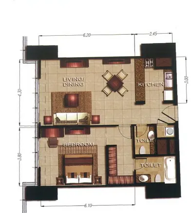 1 Bed - 747 sqft