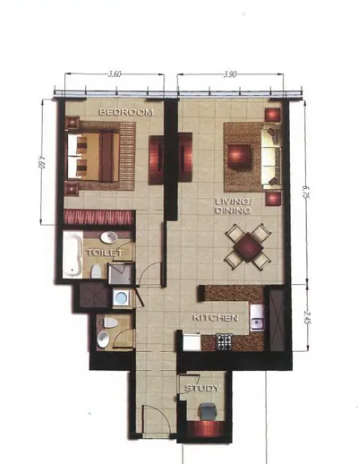 1 Bed - 947 sqft