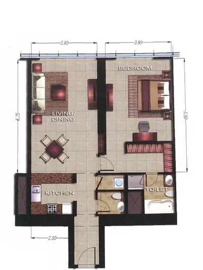 1 Bed - 949 sqft