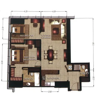 2 Bed - 1072 sqft