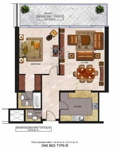 Type B - 1 Bed