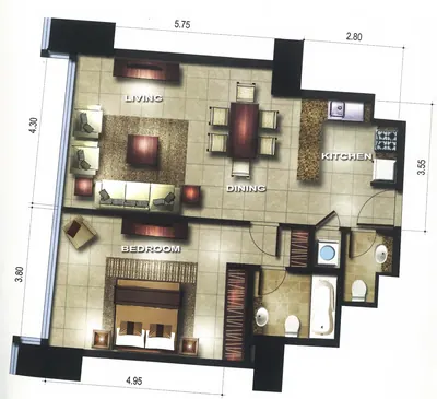 1 Bed - 753 sqft
