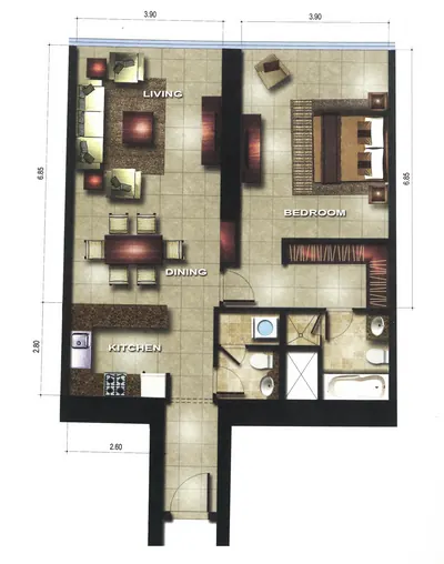 1 Bed - 947a sqft