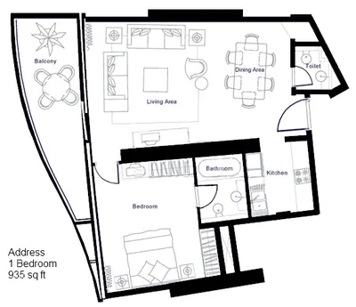 1 Bedroom - 935 sq ft