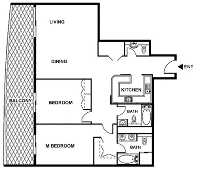 2 Bedroom - 1290 sq ft