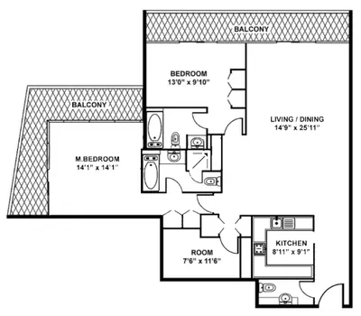 2 Bedroom - 1726 sq ft