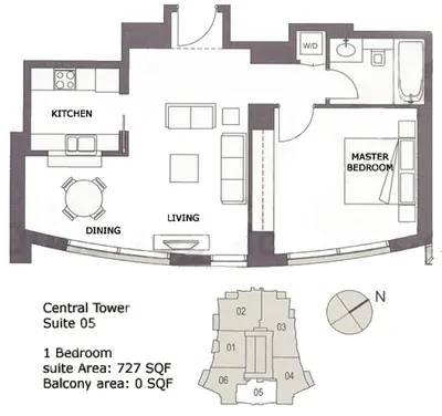 Unit 05 -1 Bedroom - 727 sq ft