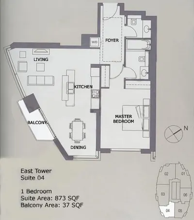 Unit 04 -1 Bedroom - 837 sq ft