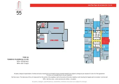 Floor 29, 41 & 53 - Type 1B