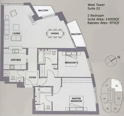 Unit 02 -2 Bedroom - 1487 sq ft