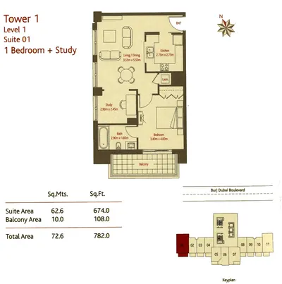 Suite 1 - 1 Bed - 782 sq ft