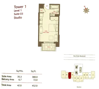 Suite 3 - Studio - 452 sq ft