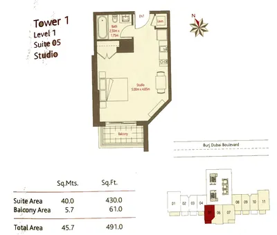 Suite 5 - Studio - 419 sq ft