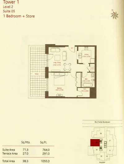 Level 2 - Suite 05 - 1 Bed - 1055 sq ft