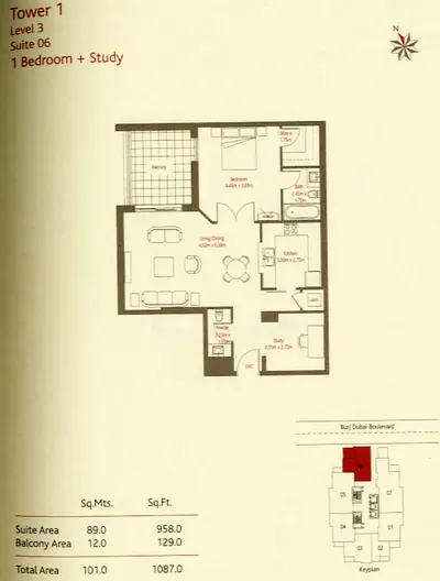 Level 3 - Suite 06 - 1 Bed - 1087 sq ft