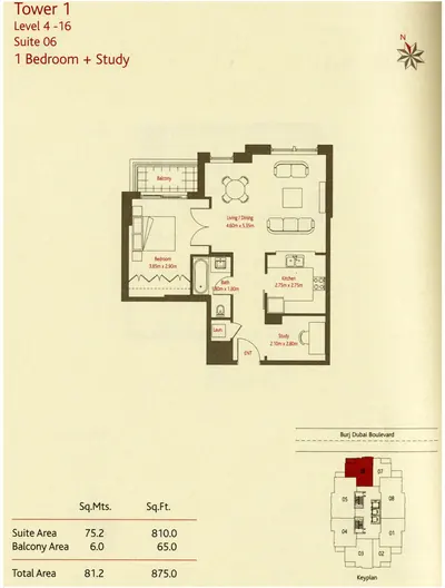 Level 4 - Suite 06 - 1 Bed - 875 sq ft