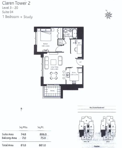 Suite 4 - 1 Bed - 881 sq ft