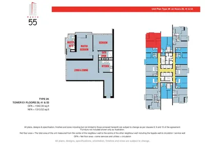 Floor 29, 41 & 53 - Type 2K