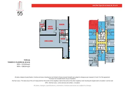 Floor 30, 42 & 54 - Type 2A