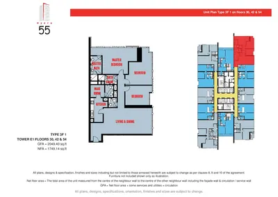 Floor 30, 42 & 54 - Type 3F1