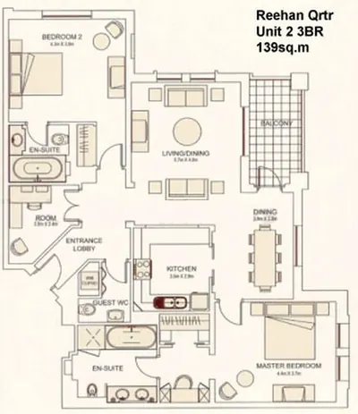 Unit 02 - 3 Bedroom - 1390 sq ft