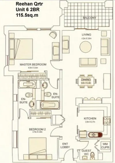 Unit 06 - 2 Bedroom - 1155 sq ft