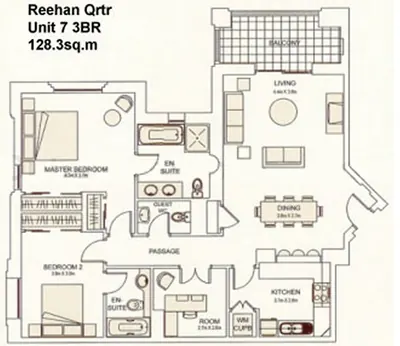 Unit 07 - 3 Bedroom - 1283 sq ft