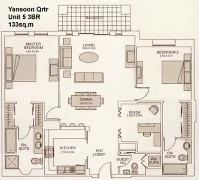 Unit 05 - 3 Bedroom - 1330 sq ft