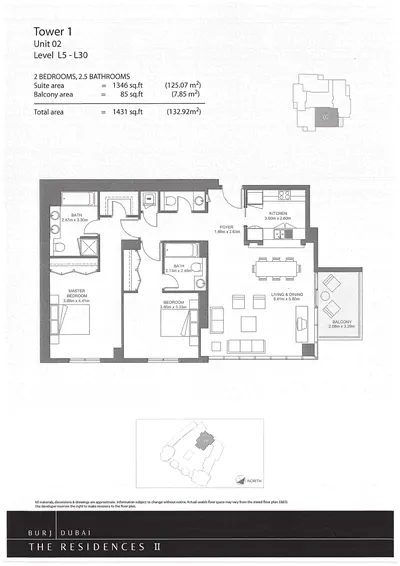 Tower 1 - Lev 5-30 - Suite 02 - 2 Bedroom