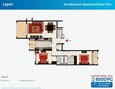 Layan - 2 Bed - 1342 sq ft