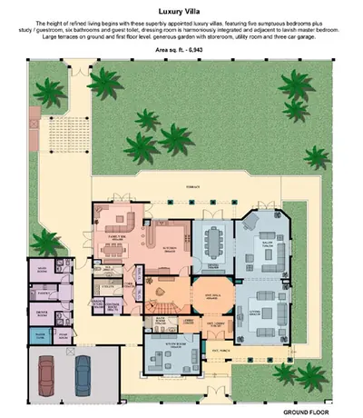 5 - Bedroom Luxury Villa - Lower Floor- 6943 sq ft