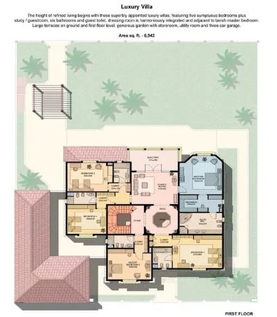 5 - Bedroom Luxury Villa - Upper Floor- 6943 sq ft