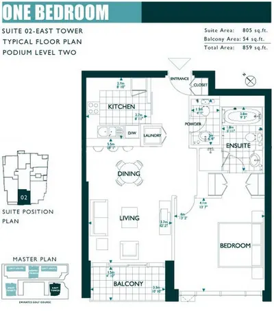 East Tower - Unit 02 - 1 Bedroom - 859 sq ft