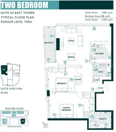 East Tower - Unit 04 - 2 Bedroom - 1394 sq ft