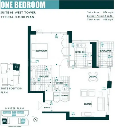 West Tower - Unit 03 - 1 Bedroom - 928 sq ft