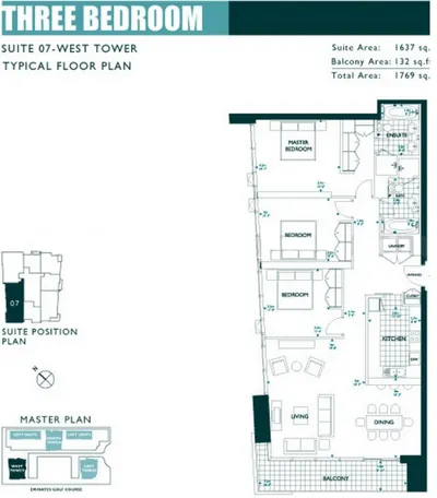 West Tower - Unit 07 - 3 Bedroom - 1769 sq ft