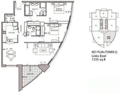East Tower - Unit 02 - 2 Bedroom - 1330 sq ft
