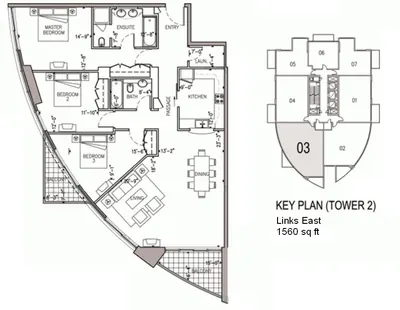 East Tower - Unit 03 - 3 Bedroom - 1560 sq ft