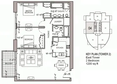 East Tower - Unit 04 - 2 Bedroom - 1200 sq ft