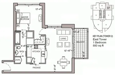 East Tower - Unit 07 - 1 Bedroom - 830 sq ft