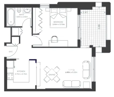 Mosela - 1 Bedroom - 787 sq ft