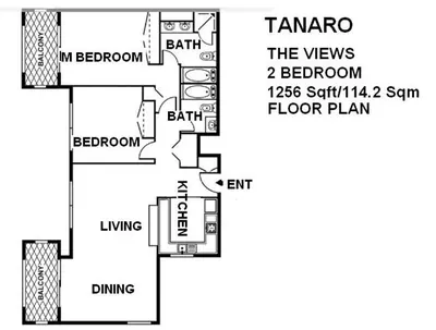 2 Bedroom 1256 sq ft