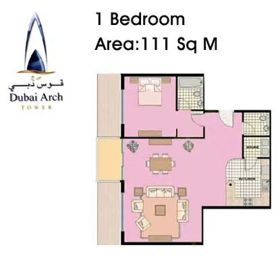 1 Bed 1110 Sqft