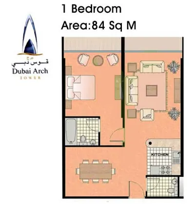 1 Bed 840 Sqft