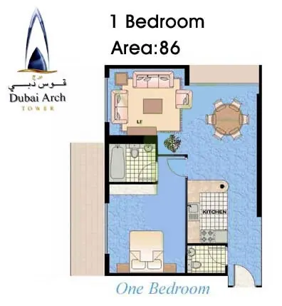 1 Bed 860 Sqft