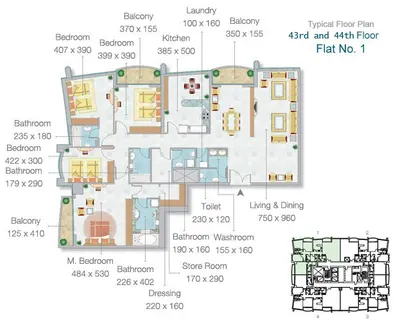 3 beds - Unit 1