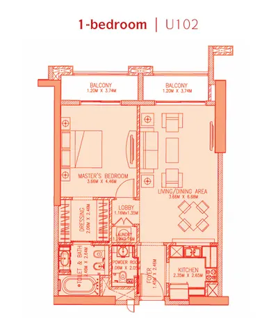 Unit 102 - 1 Bed