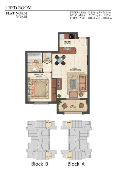 Type D - 1 Bedroom